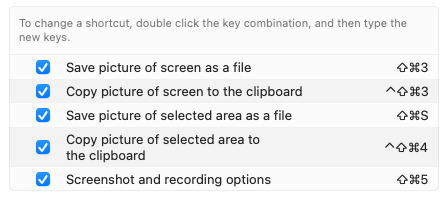 Screenshot shortcuts MacOS